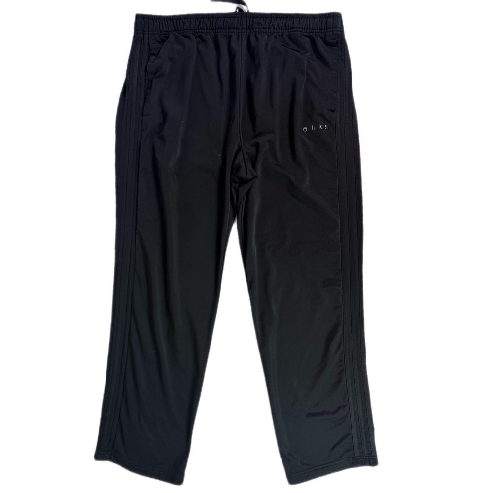 Adidas Mens Black Triple Stripe Track Pants Tonal Logo Drawstring Waist XL